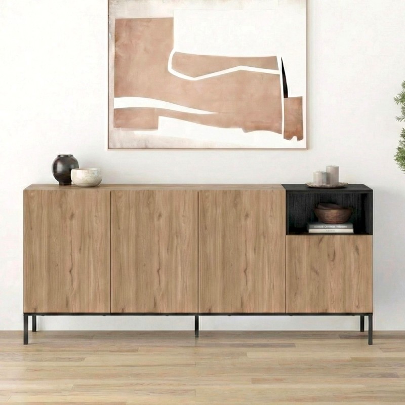 Μπουφές Cailin Megapap χρώμα sepet oak - black wood 180x41,8x80εκ.