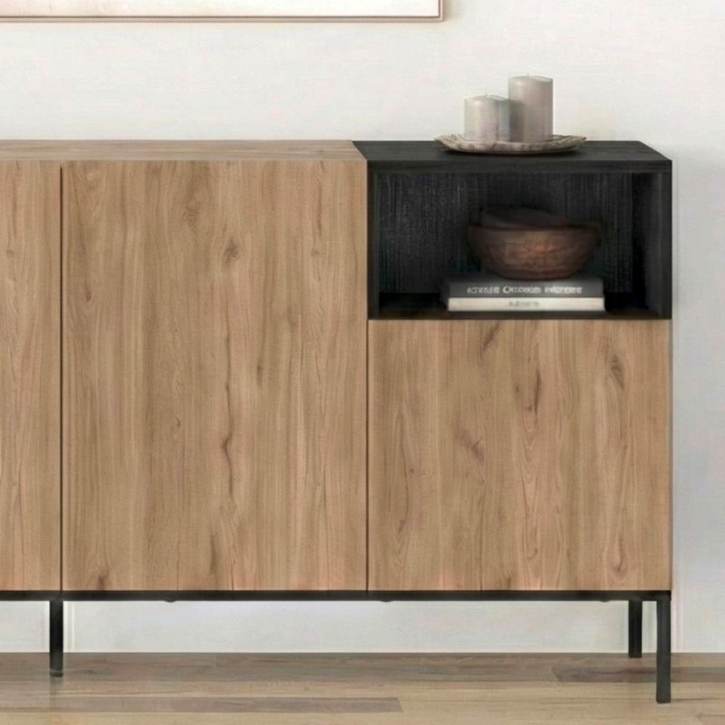 Μπουφές Cailin Megapap χρώμα sepet oak - black wood 180x41,8x80εκ.