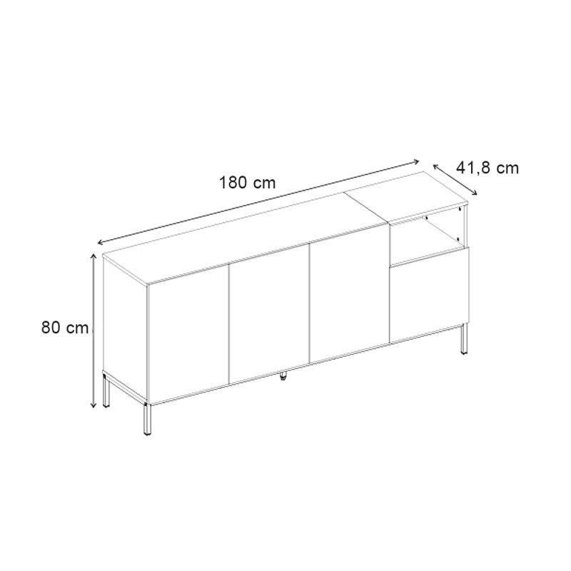 Μπουφές Cailin Megapap χρώμα sandstone - sepet oak 180x41,8x80εκ.