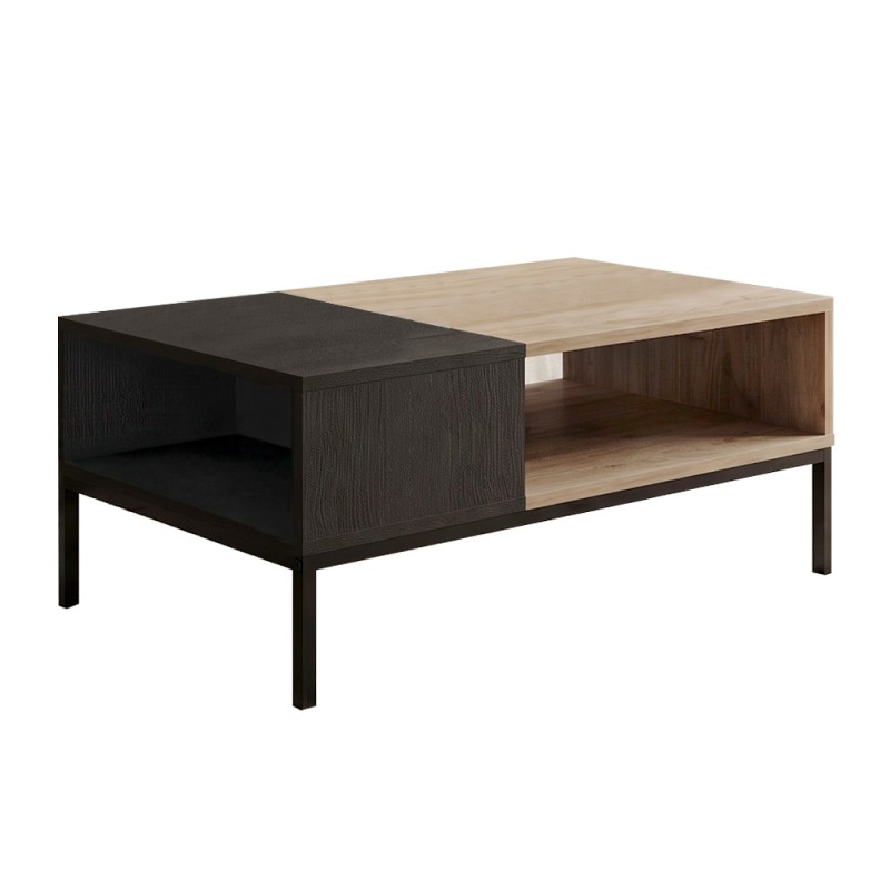 Τραπεζάκι σαλονιού Cailin Megapap χρώμα sepet oak - black wood 90x56x40,6εκ.
