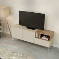 Έπιπλο τηλεόρασης Cailin Megapap χρώμα sandstone - sepet oak 140x41,8x55εκ.