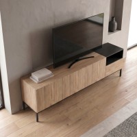 Έπιπλο τηλεόρασης Cailin Megapap χρώμα sepet oak - black wood 180x41,8x55εκ.