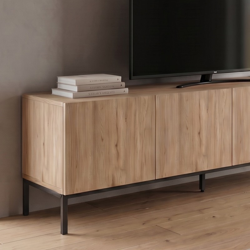 Έπιπλο τηλεόρασης Cailin Megapap χρώμα sepet oak - black wood 180x41,8x55εκ.