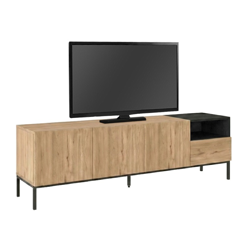 Έπιπλο τηλεόρασης Cailin Megapap χρώμα sepet oak - black wood 180x41,8x55εκ.