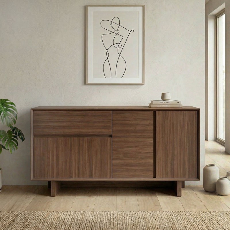 Μπουφές Capri Megapap χρώμα καρυδί milano 146x45x76,5εκ.