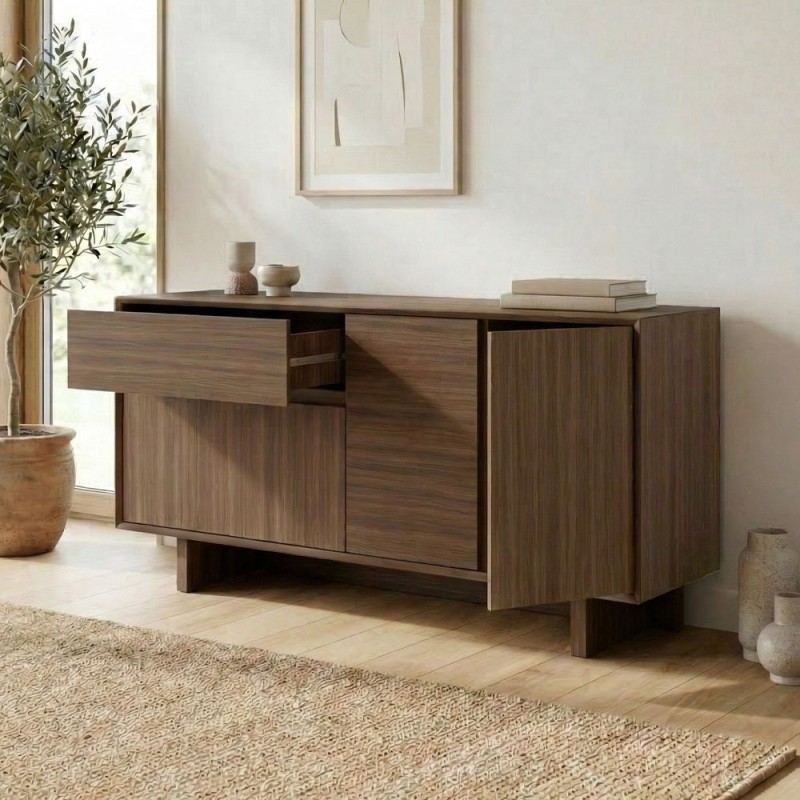 Μπουφές Capri Megapap χρώμα καρυδί milano 146x45x76,5εκ.