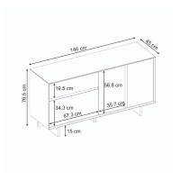 Μπουφές Capri Megapap χρώμα sapphire oak 146x45x76,5εκ.
