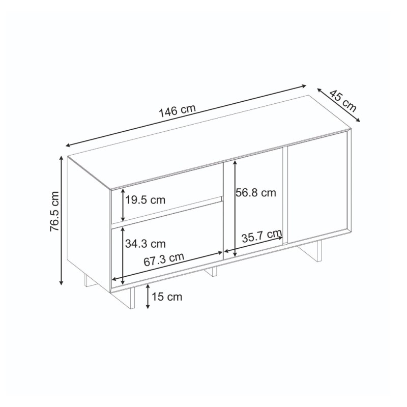 Μπουφές Capri Megapap χρώμα sapphire oak 146x45x76,5εκ.