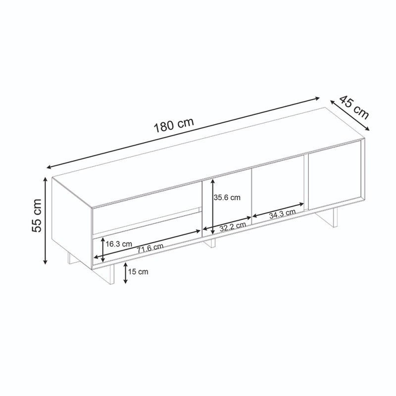 Έπιπλο τηλεόρασης Capri Megapap χρώμα sapphire oak 180x45x55εκ.