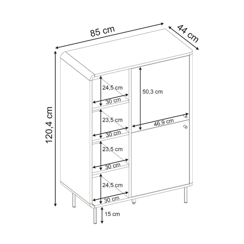 Μπουφές Colia Megapap χρώμα sepet oak 85x44x120,4εκ.