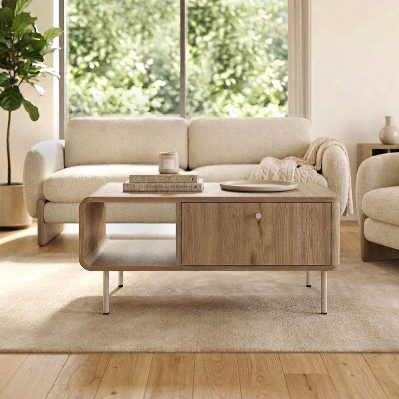 Τραπεζάκι σαλονιού Colia Megapap χρώμα sepet oak 90x60x40,4εκ.