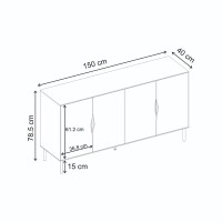 Μπουφές Marquise Megapap χρώμα sandstone 150x40x78,5εκ.