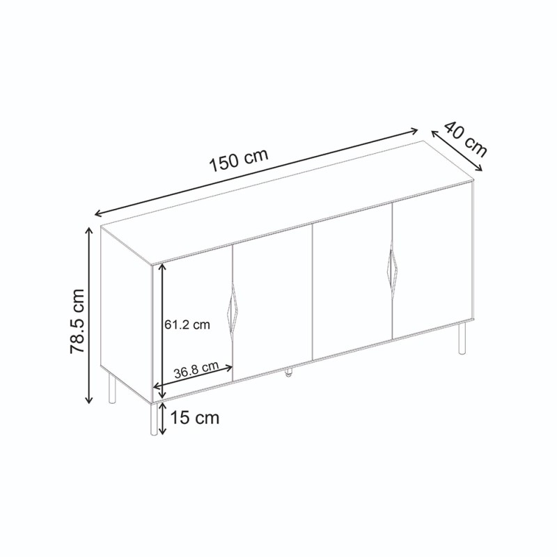 Μπουφές Marquise Megapap χρώμα sandstone 150x40x78,5εκ.