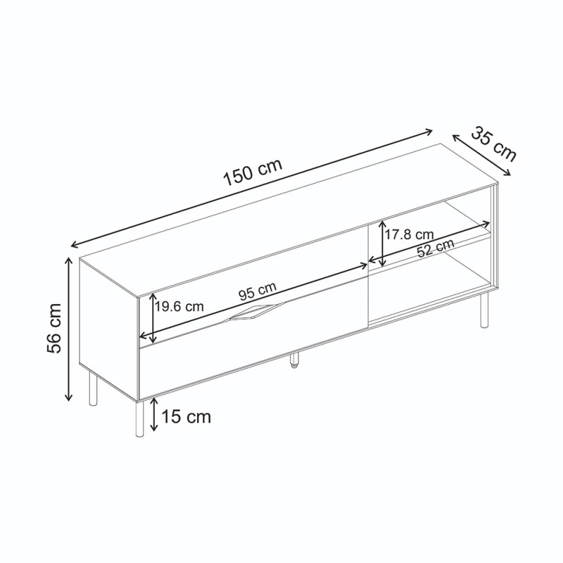 Έπιπλο τηλεόρασης Marquise Megapap χρώμα sandstone 150x35x56εκ.