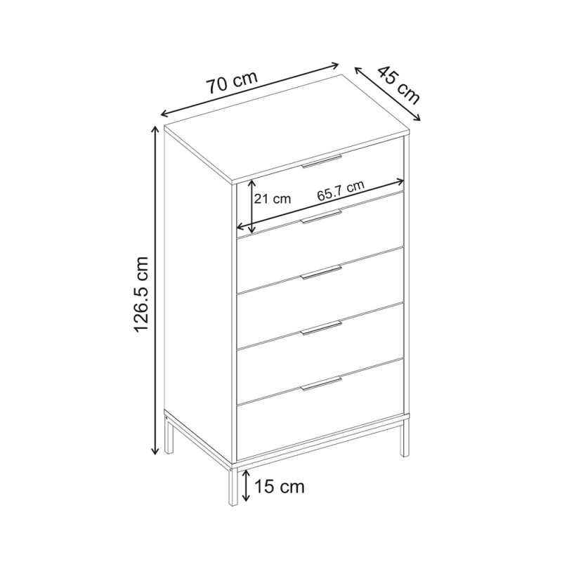 Συρταριέρα Mars Megapap χρώμα καρυδί Ud 70x45x126,5εκ.
