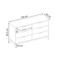 Συρταριέρα Mars Megapap χρώμα καρυδί Ud 140x45x83,5εκ.