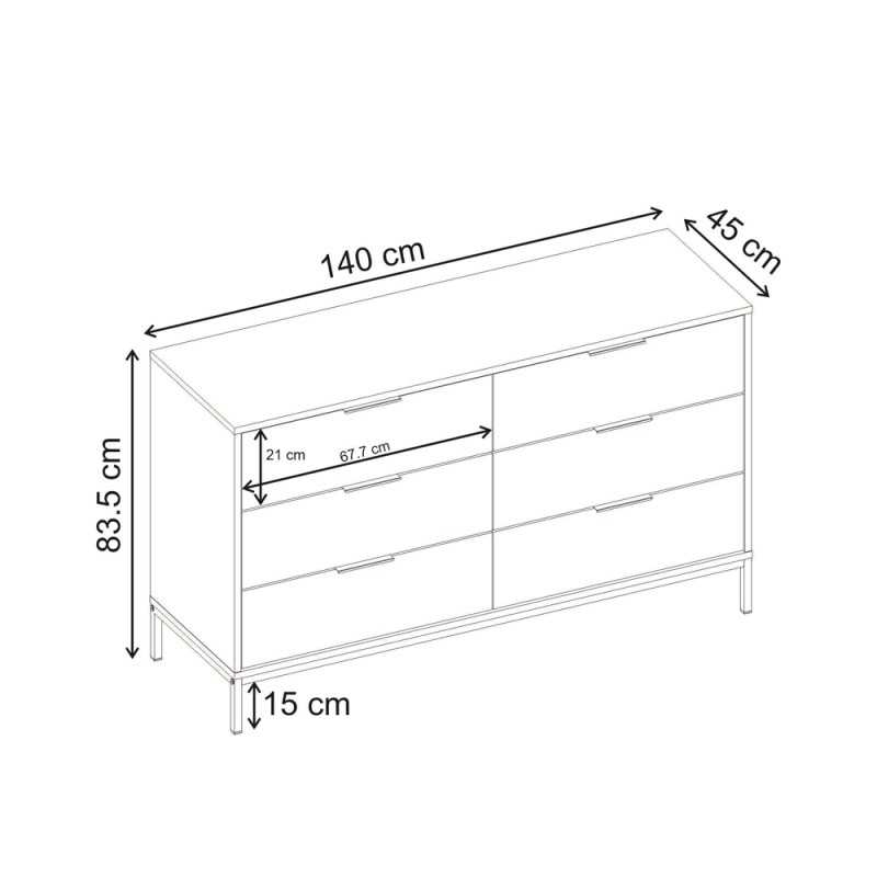 Συρταριέρα Mars Megapap χρώμα καρυδί Ud 140x45x83,5εκ.
