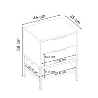 Κομοδίνο Mars Megapap χρώμα καρυδί Ud 45x35x58εκ.