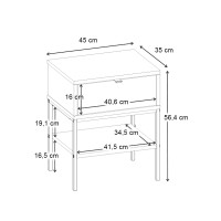 Κομοδίνο Melis Megapap χρώμα καρυδί Ud 45x35x56,4εκ.