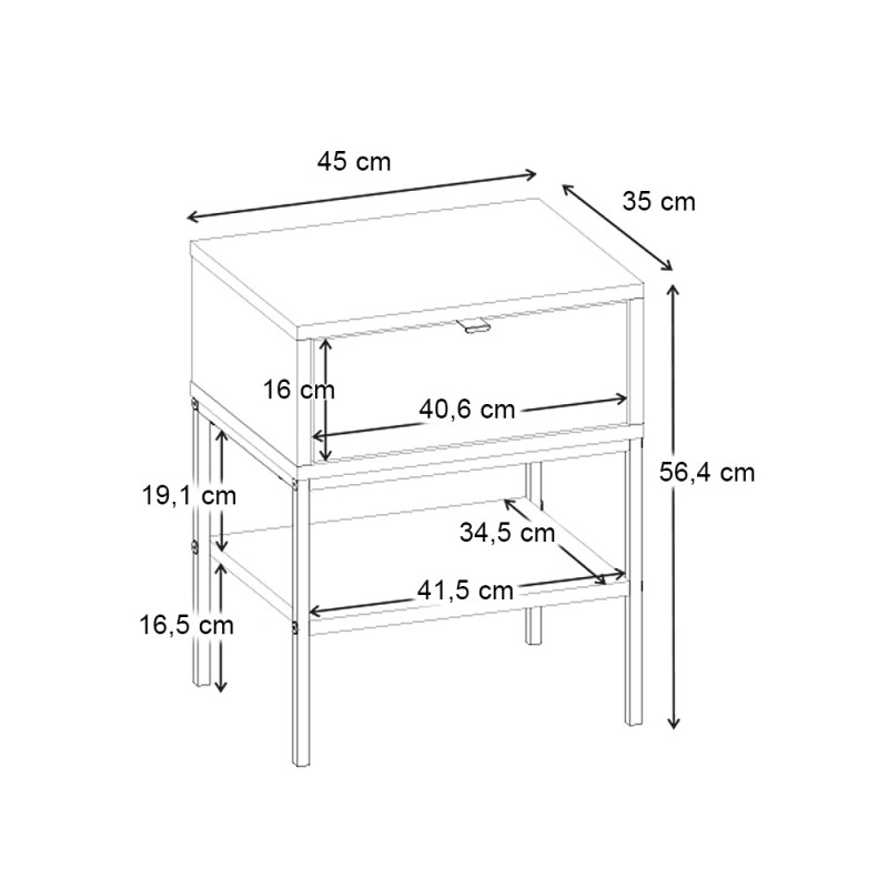 Κομοδίνο Melis Megapap χρώμα καρυδί Ud 45x35x56,4εκ.
