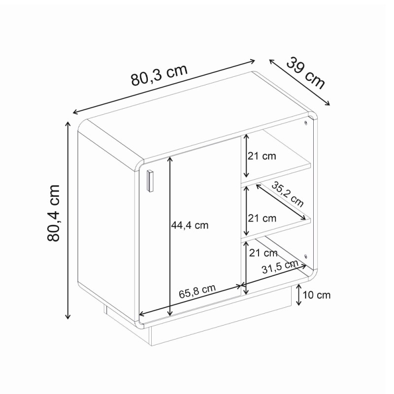 Μπουφές Rovel Megapap χρώμα sepet oak 80,3x39x80,4εκ.