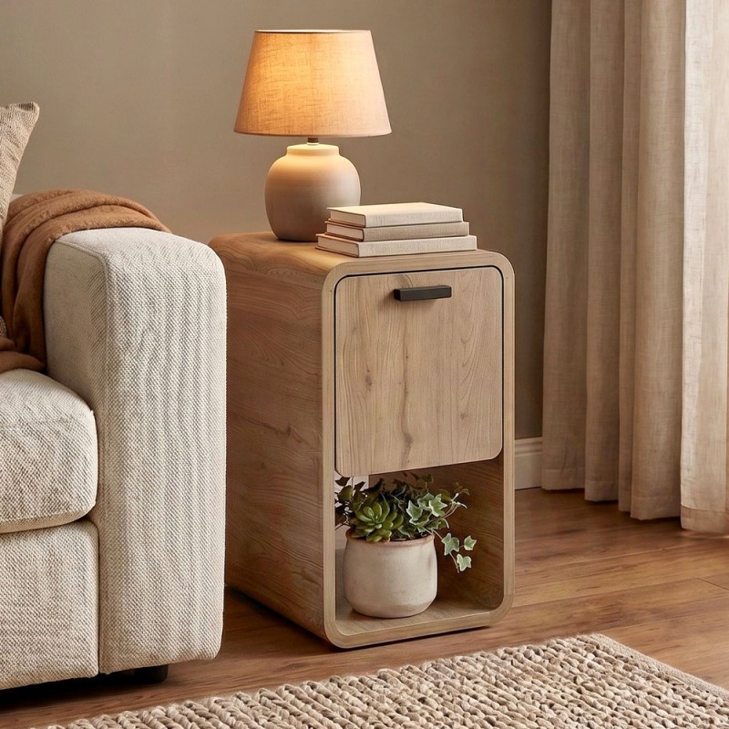 Τραπεζάκι βοηθητικό - Κομοδίνο Rovel Megapap χρώμα sepet oak 30x39x50,5εκ.