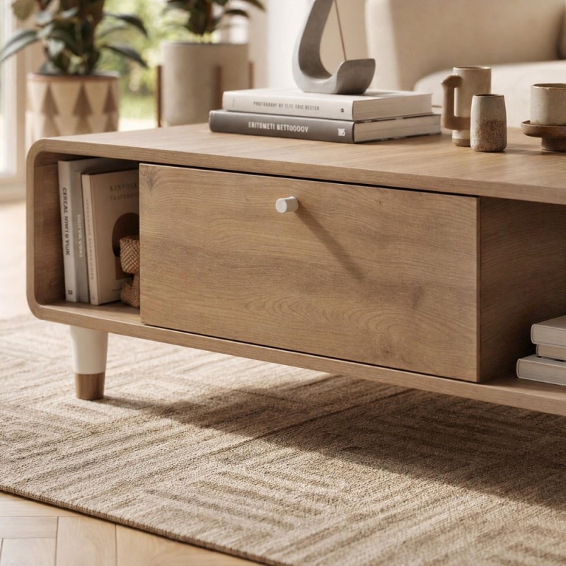 Τραπεζάκι σαλονιού Doro Megapap χρώμα sepet oak 100x60x34,6εκ.