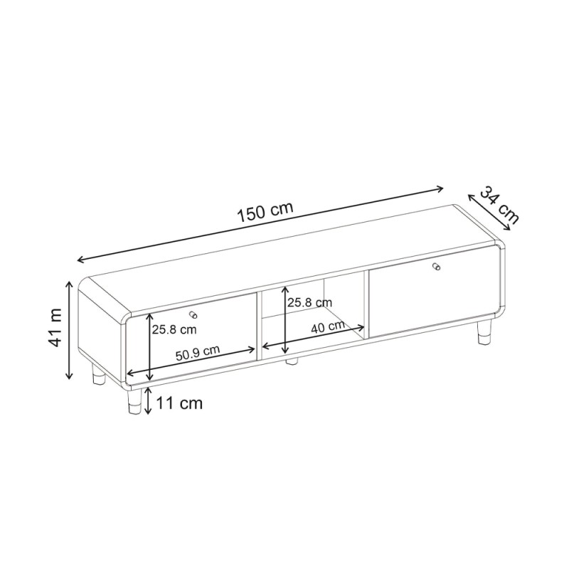 Έπιπλο τηλεόρασης Doro Megapap χρώμα sepet oak 150x34x41εκ.