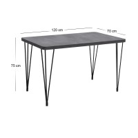 Τραπέζι Roger Megapap Mdf - μεταλλικό χρώμα σκούρο γκρι σκυροδέματος 120x70x75εκ.