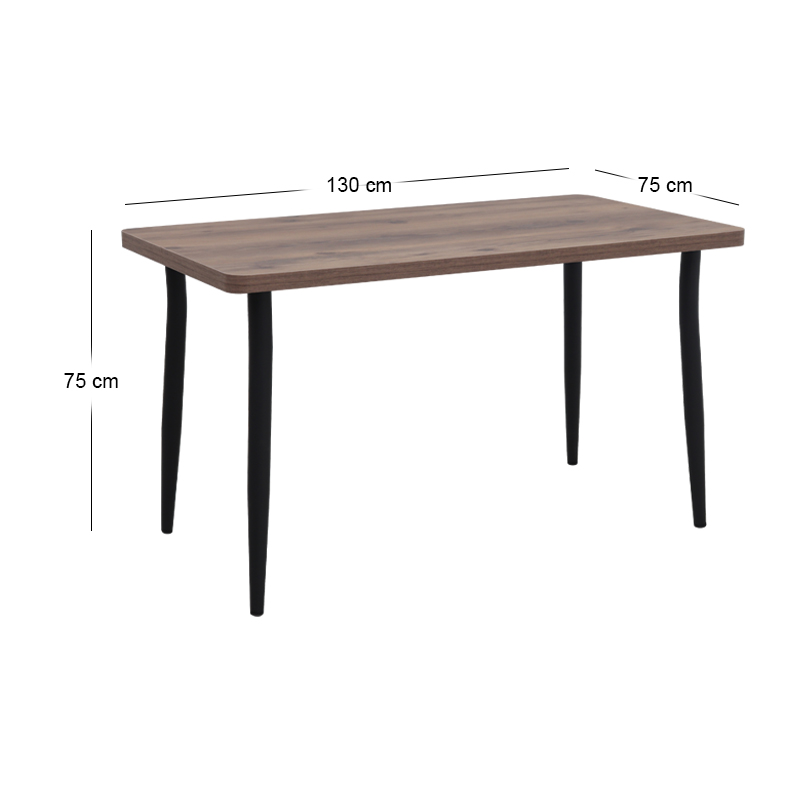 Τραπέζι Levico Megapap Mdf - μεταλλικό χρώμα καπνιστή καρυδιά 130x75x75εκ.