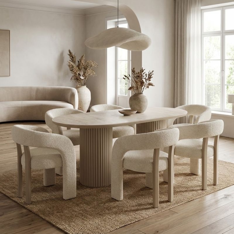 Τραπέζι Hazar Megapap Mdf χρώμα travertine - sandstone 180x90x77εκ.