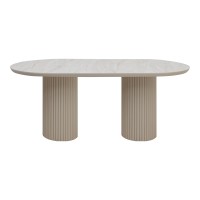 Τραπέζι Hazar Megapap Mdf χρώμα travertine - sandstone 180x90x77εκ.