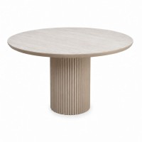 Τραπέζι Hazar Megapap Mdf χρώμα travertine - sandstone Ø119,5x76εκ.