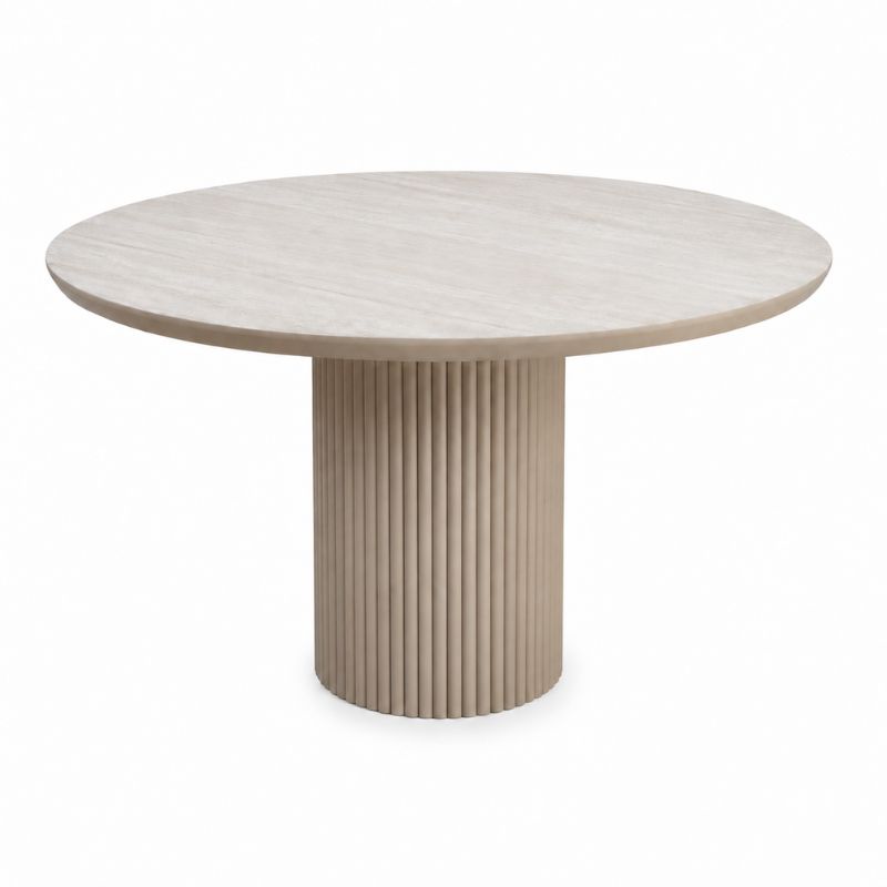 Τραπέζι Hazar Megapap Mdf χρώμα travertine - sandstone Ø119,5x76εκ.