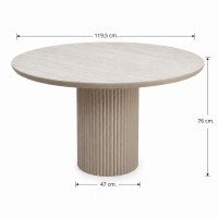 Τραπέζι Hazar Megapap Mdf χρώμα travertine - sandstone Ø119,5x76εκ.