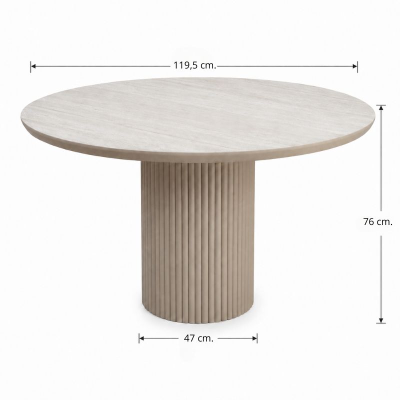 Τραπέζι Hazar Megapap Mdf χρώμα travertine - sandstone Ø119,5x76εκ.