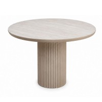 Τραπέζι Hazar Megapap Mdf χρώμα travertine - sandstone Ø100,5x76εκ.