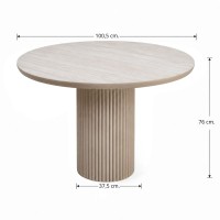Τραπέζι Hazar Megapap Mdf χρώμα travertine - sandstone Ø100,5x76εκ.