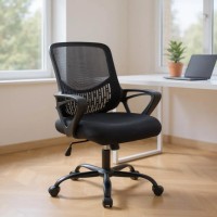 Καρέκλα γραφείου Freda Megapap με ύφασμα Mesh χρώμα μαύρο 65x65x90/100εκ.