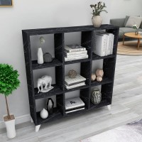 Βιβλιοθήκη Saul Megapap χρώμα μαύρο εφέ μαρμάρου 88,2x20x88,2εκ.
