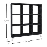 Βιβλιοθήκη Saul Megapap χρώμα μαύρο εφέ μαρμάρου 88,2x20x88,2εκ.