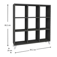 Βιβλιοθήκη Saul Megapap χρώμα ανθρακί 88,2x20x88,2εκ.