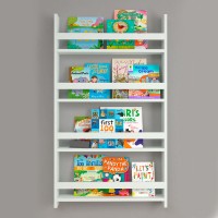 Επιτοίχια βιβλιοθήκη - ραφιέρα Montessori Megapap χρώμα λευκό 74x10x120εκ.