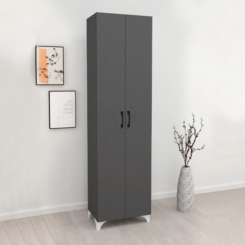 Ντουλάπα - Παπουτσοθήκη Lilly Megapap χρώμα ανθρακί 49x32x178εκ.
