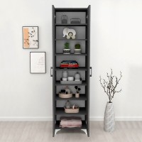 Ντουλάπα - Παπουτσοθήκη Lilly Megapap χρώμα ανθρακί 49x32x178εκ.