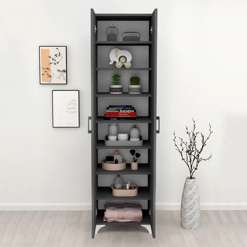 Ντουλάπα - Παπουτσοθήκη Lilly Megapap χρώμα ανθρακί 49x32x178εκ.