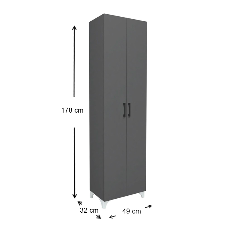 Ντουλάπα - Παπουτσοθήκη Lilly Megapap χρώμα ανθρακί 49x32x178εκ.