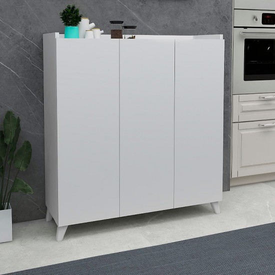 Ντουλάπι κουζίνας/μπάνιου - Παπουτσοθήκη μελαμίνης Noho Megapap χρώμα λευκό 90x30x103,5εκ.