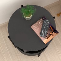 Τραπεζάκι βοηθητικό Kalid Megapap μελαμίνης - υφασμάτινο χρώμα ανθρακί - γκρι 43x43x60εκ.