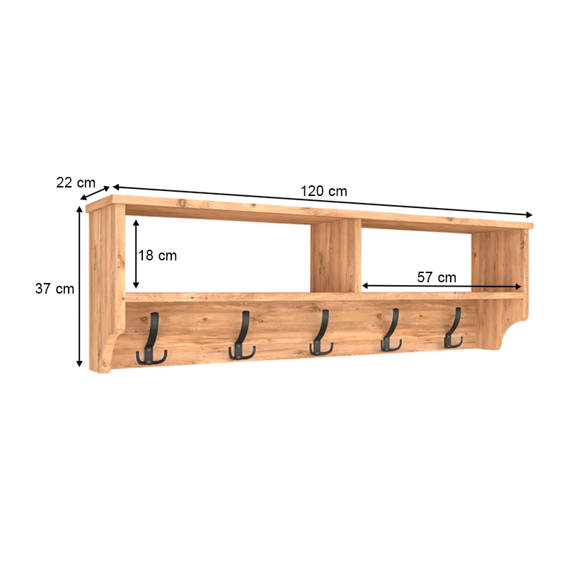 Κρεμάστρα τοίχου Ottila Megapap χρώμα pine oak 120x22x37εκ.